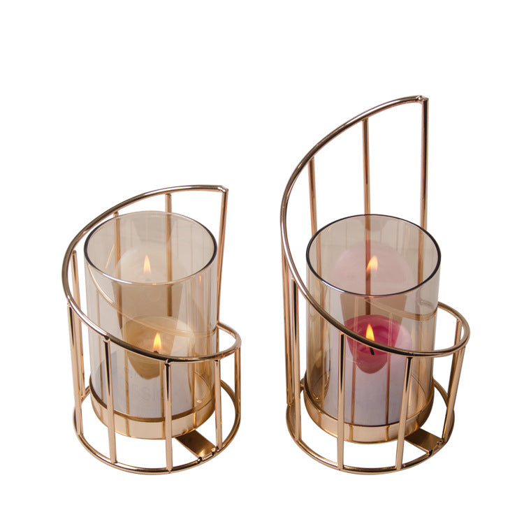 Nordic Geometric Gold Candle Holder