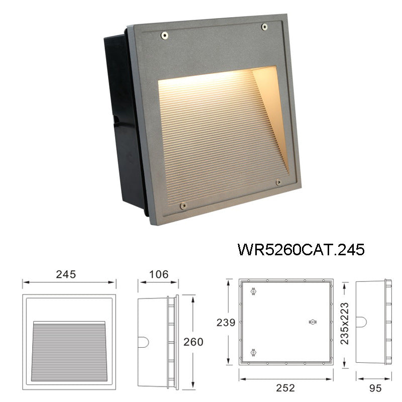 Square Recessed Corridor Wall Light for Stairs