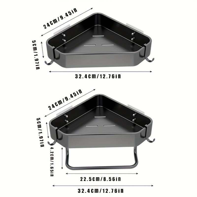 2-Pack Aluminium Corner Shower Caddy with Hooks