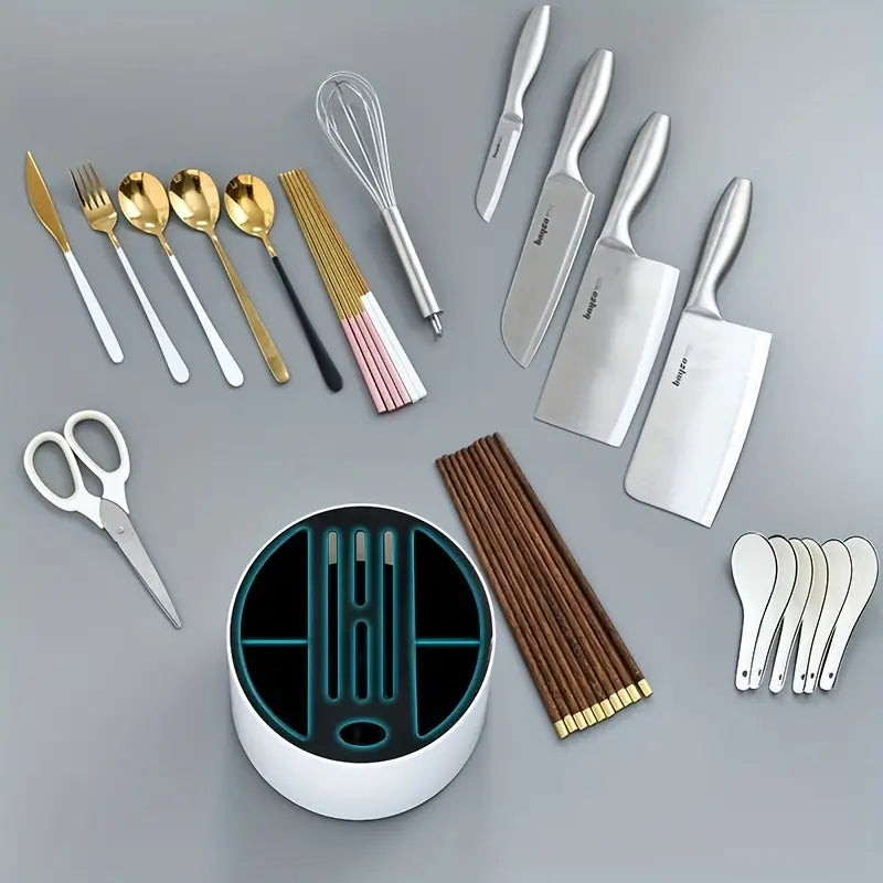 Rotating Kitchen Knife and Utensil Rack