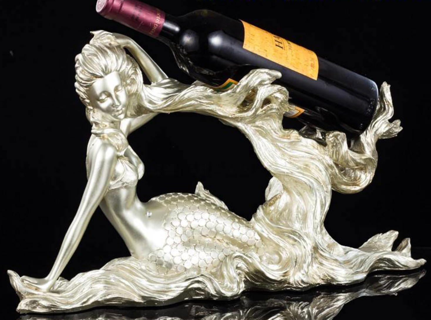 Creative Resin Wine Rack with Mermaid Design