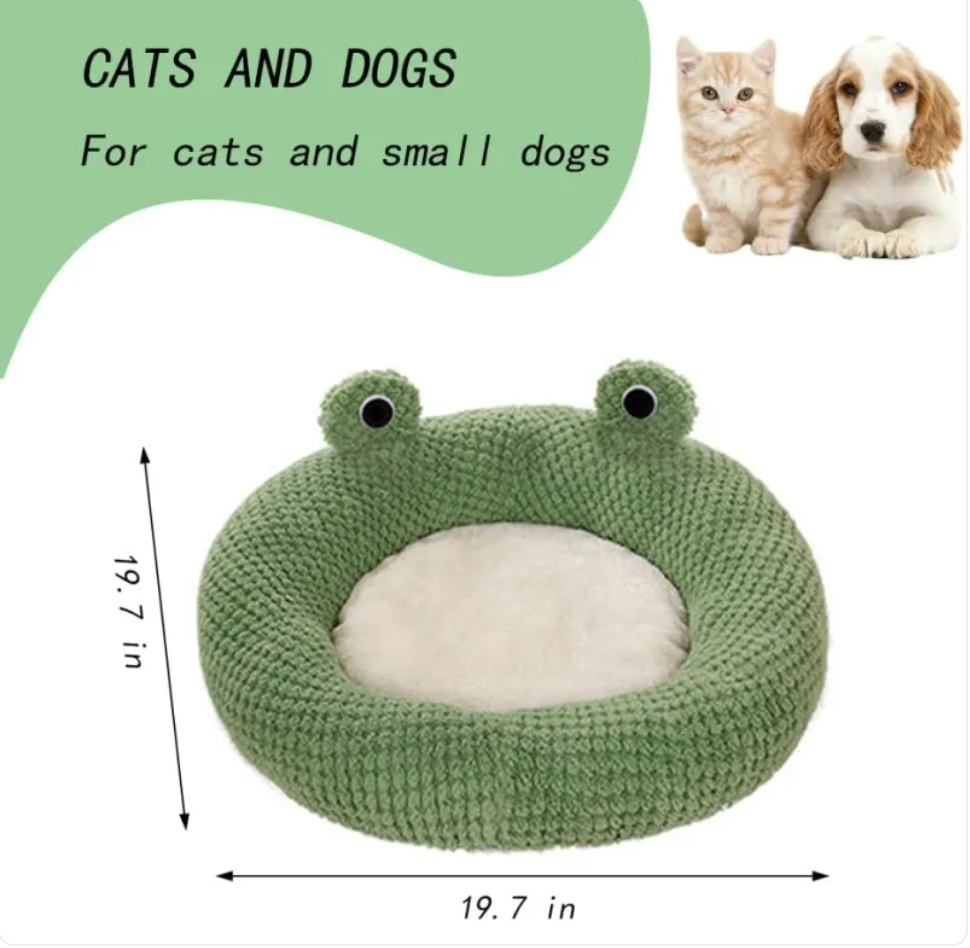 Frog Shaped Plush Pet Bed for Cats and Small Dogs