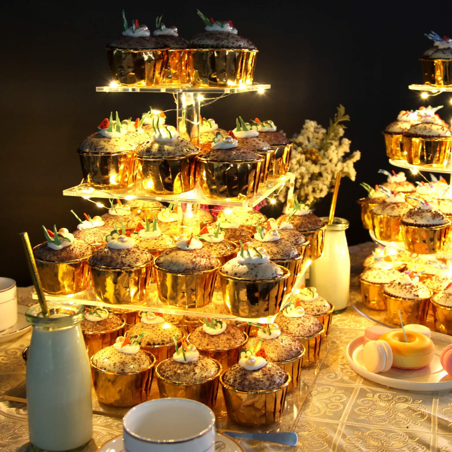 4-Tier Thick Acrylic LED Cake Stand for Weddings