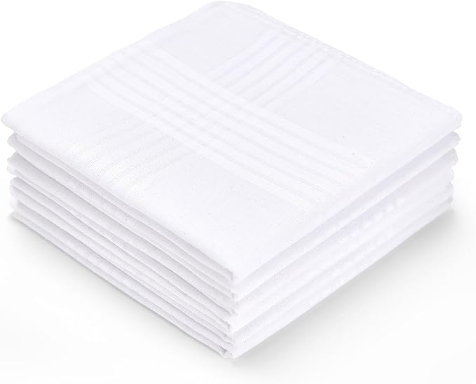Ohuhu Men's Cotton, 100% Soft Cotton  Pocket Square for Men, White Hankies Pocket Square for Suit, 16''x16'' Pattan Australia