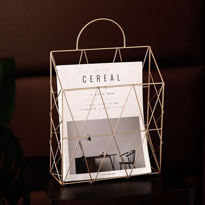 Iron Wall-Mounted Magazine Rack for Living Room