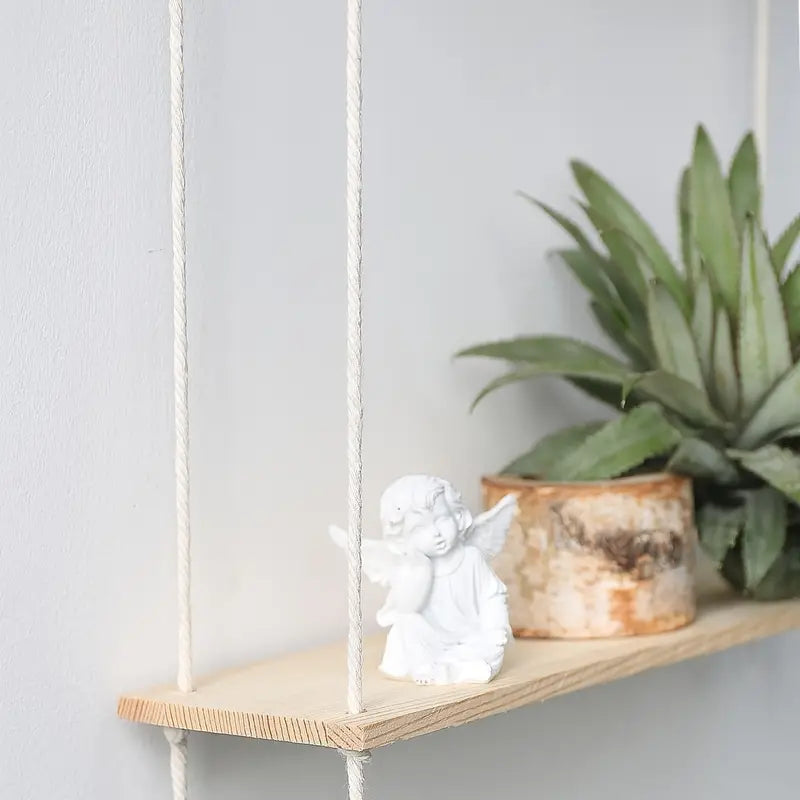 Bohemian Floating Shelf - Handmade Cotton Rope Rack