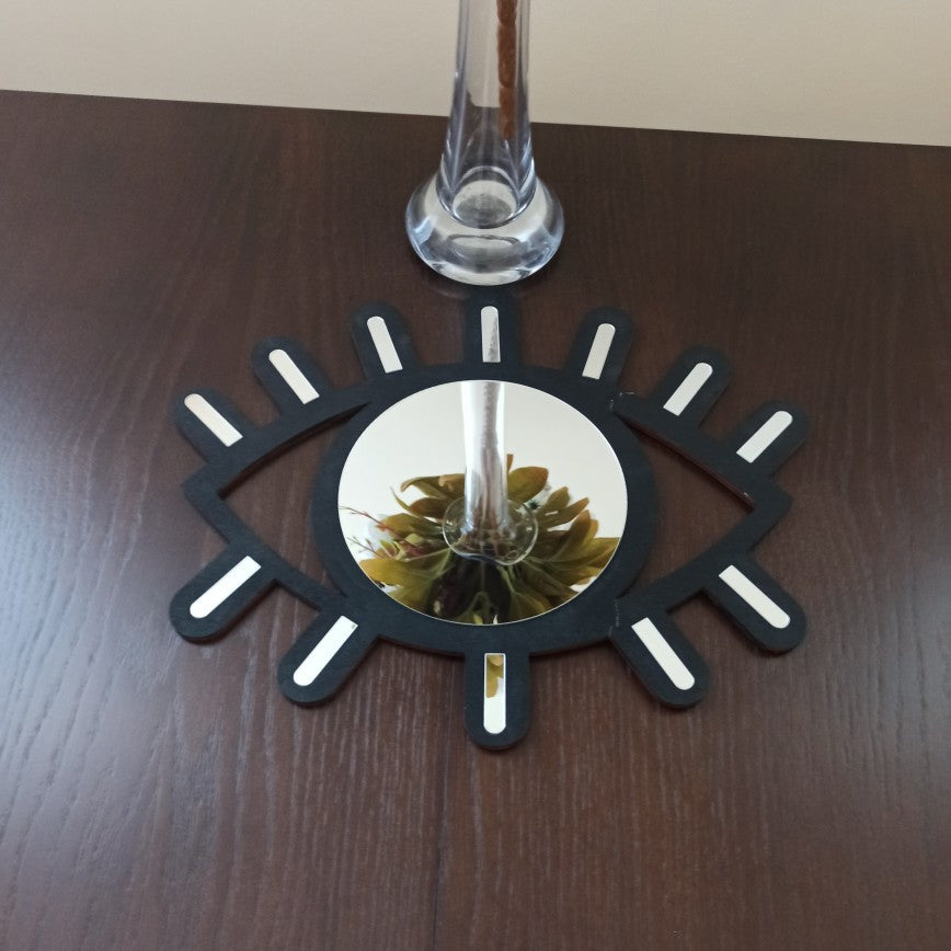 Nordic Wooden Eye-Shaped Wall Mirror