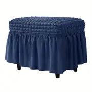 Rectangular Stretch Ottoman Cover with Skirt for Furniture
