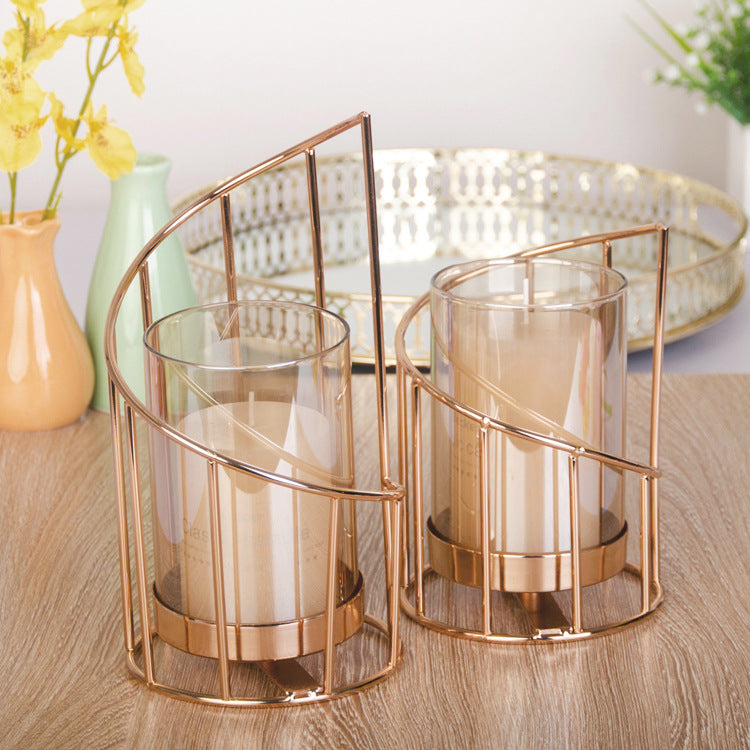 Nordic Geometric Gold Candle Holder