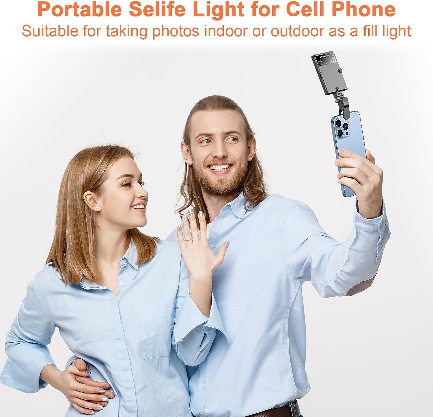 Portable Selfie Light,Rechargable 60 LED Phone Light with Clip & Double 1/4" Screw Hole,2500K-9000K Dimmable Light for Iphone,Android,Laptop,Tablet,Selfie/Video Conference (Black, 60 LED)