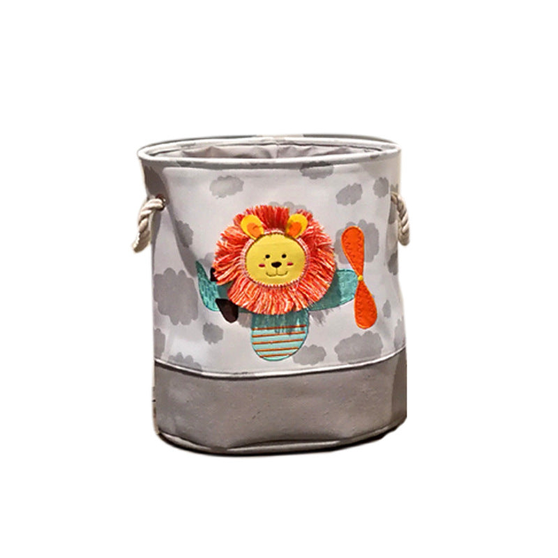 Cartoon Lion Giraffe Canvas Storage Bin for Laundry