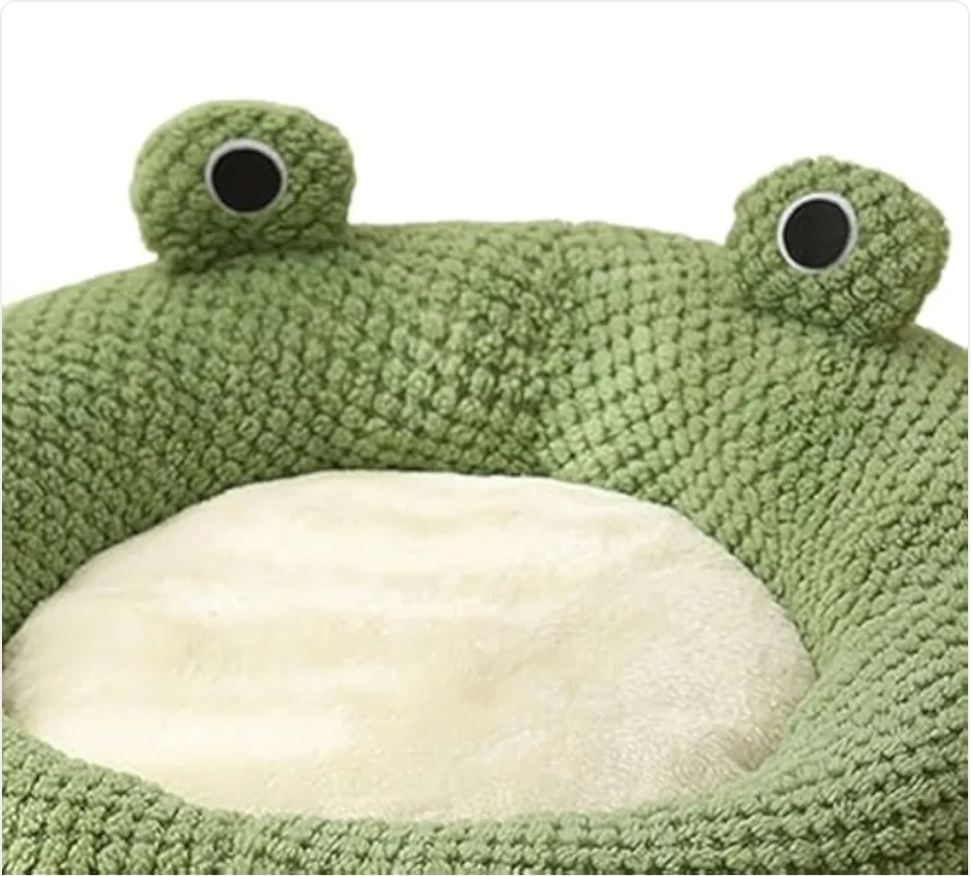 Frog Shaped Plush Pet Bed for Cats and Small Dogs