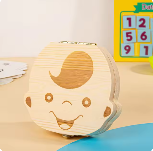 Wooden Teeth Organiser Keepsake Box