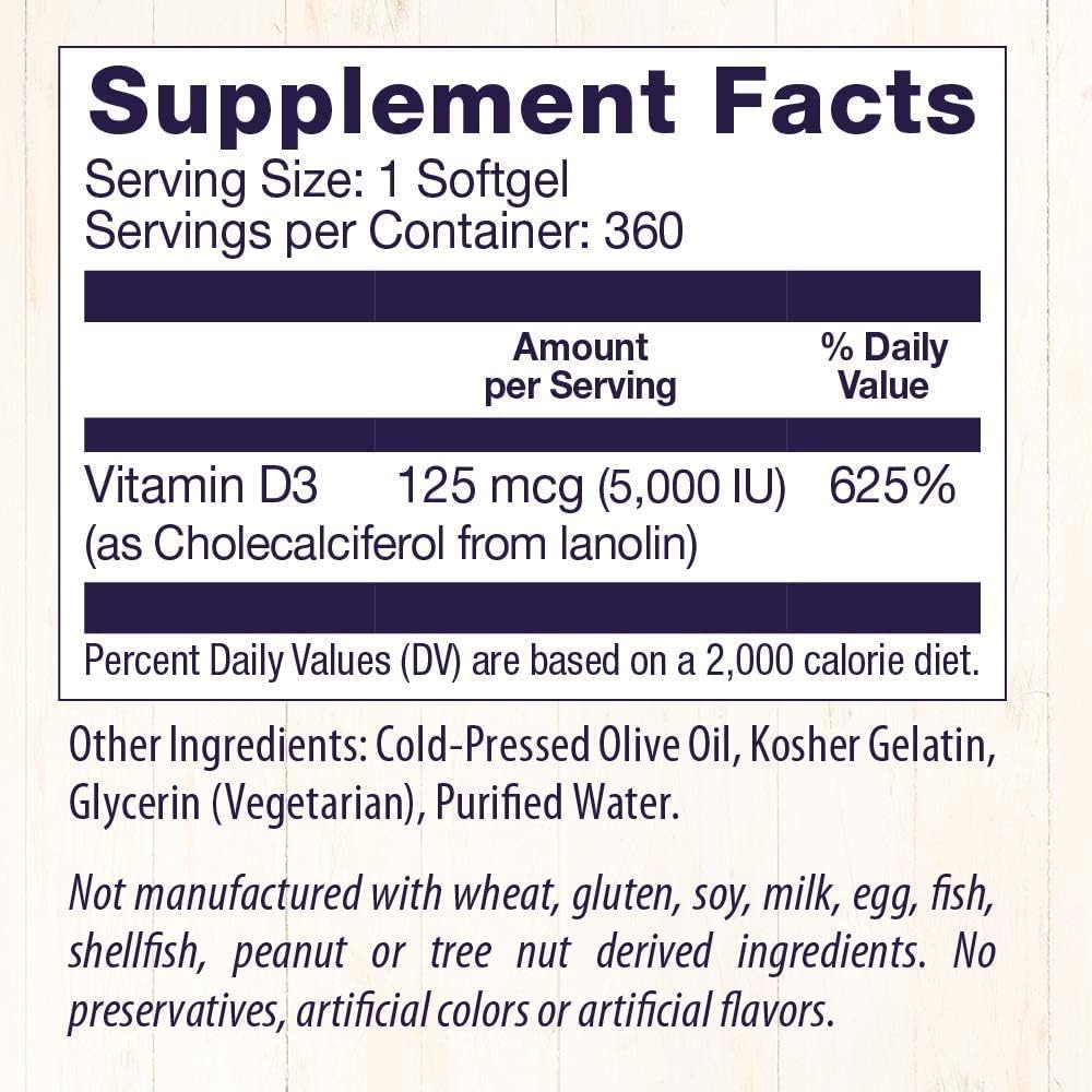 Vitamin D3 5000 IU (Non-Gmo), 120 Softgels (Copy)