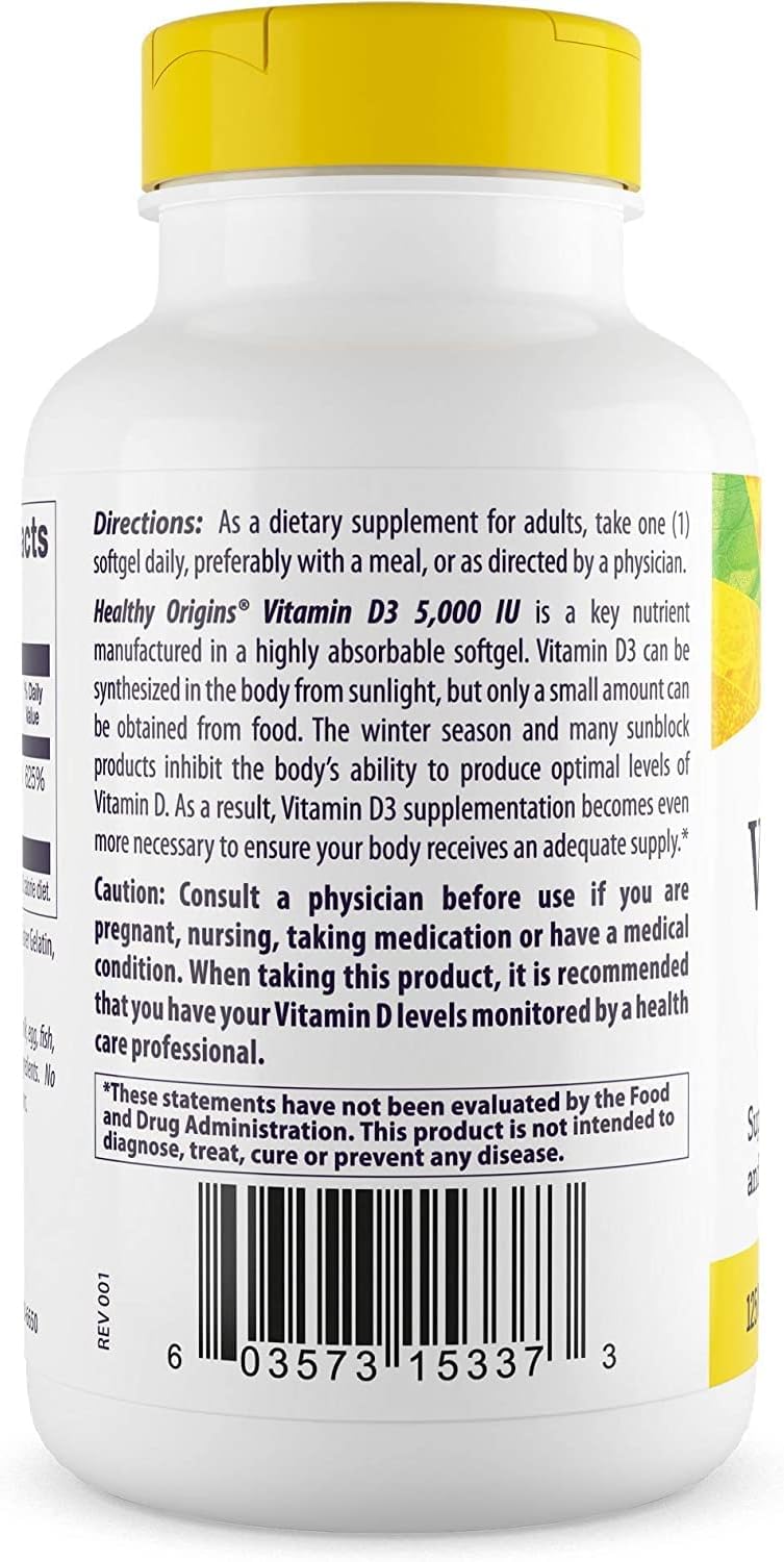 Vitamin D3 5000 IU (Non-Gmo), 120 Softgels (Copy)
