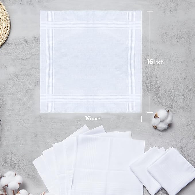 Ohuhu Men's Cotton, 100% Soft Cotton  Pocket Square for Men, White Hankies Pocket Square for Suit, 16''x16'' Pattan Australia
