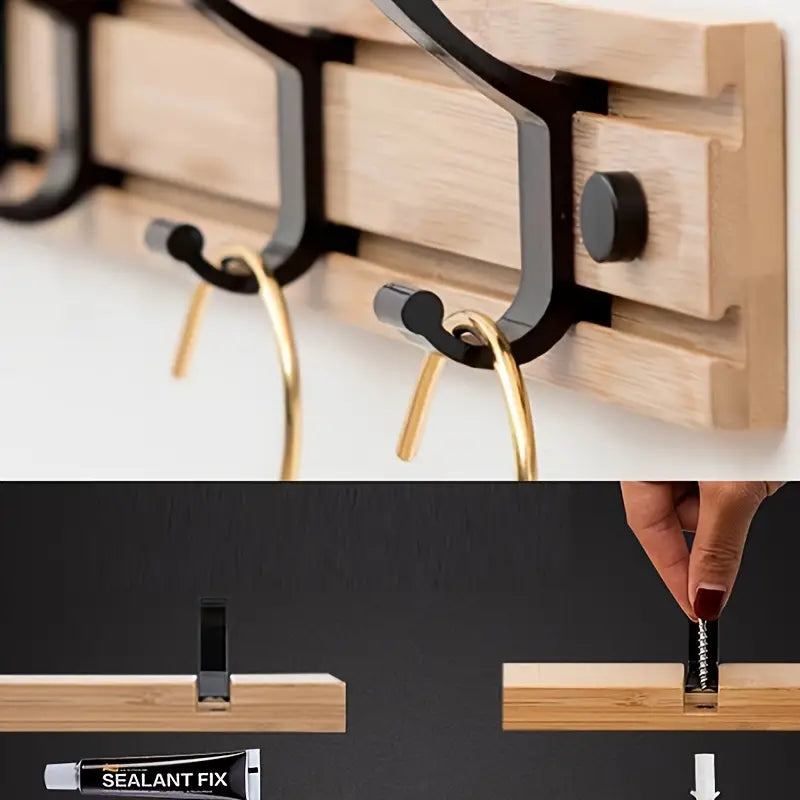 Wood and Plastic Wall Coat Hook with Shelf