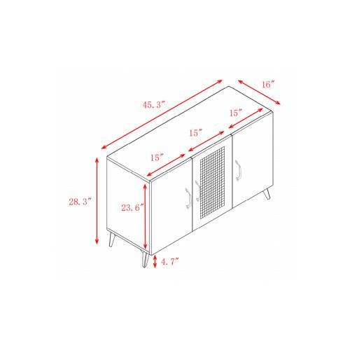 Natural Rattan 3-Door Storage Cabinet