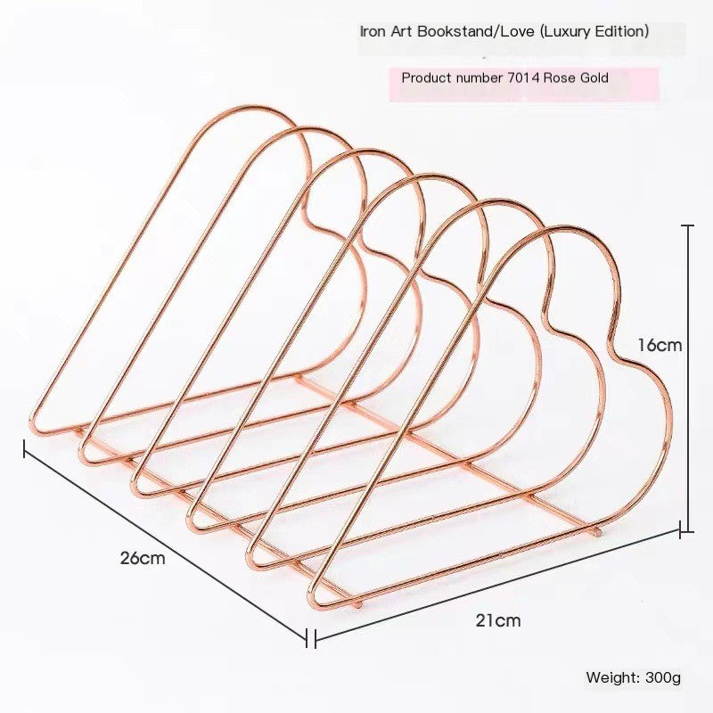 Nordic Minimalist Iron Book Rack with Magazine Holder