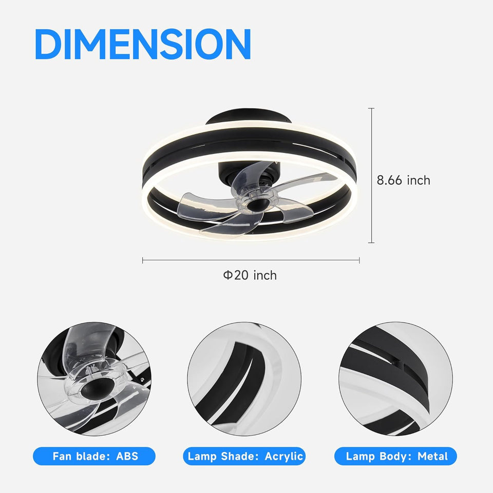 360° Oscillating Ceiling Fans with Light and Remote, Air Circulator Ceiling Fans with 6 Speed Reversible Blades for Bedroom,Smart Ceiling Fan with Alexa/Google Assistant/App/Remotes
