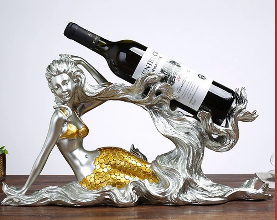 Creative Resin Wine Rack with Mermaid Design