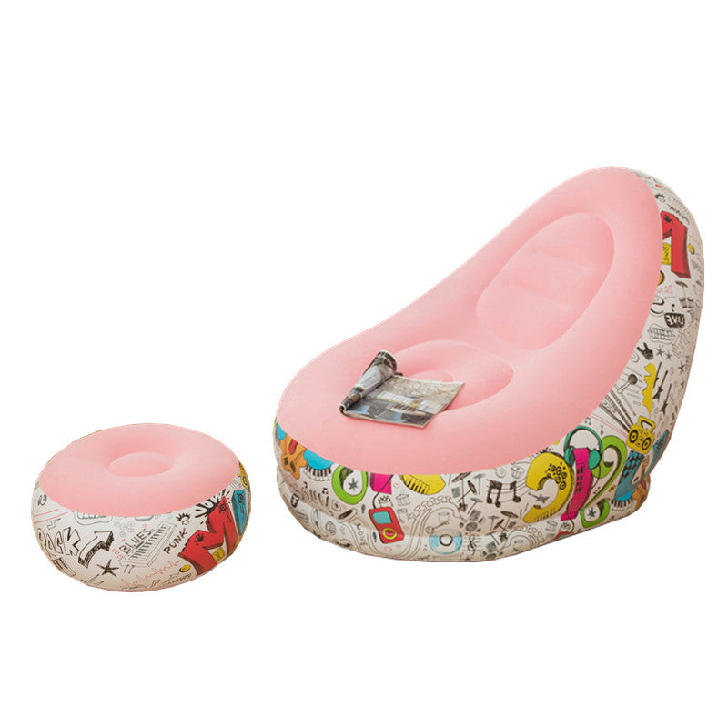 New Inflatable Graffiti Lazy Sofa with Ottoman