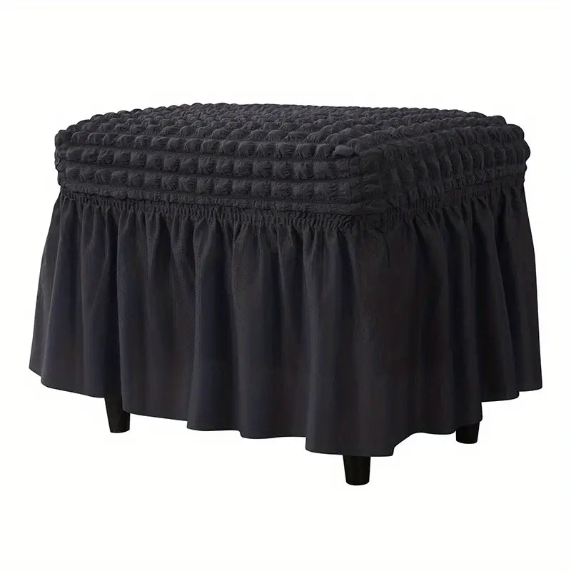 Rectangular Stretch Ottoman Cover with Skirt for Furniture