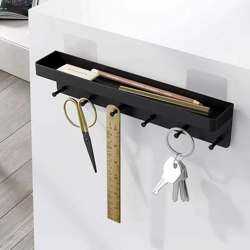 Wall Mount Key Holder with Shelf and 6 Hooks