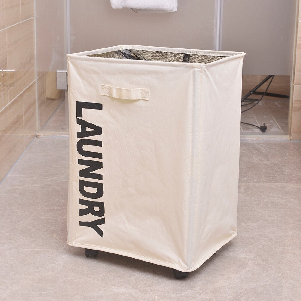 Oxford Cloth Rolling Laundry Basket with Wheels