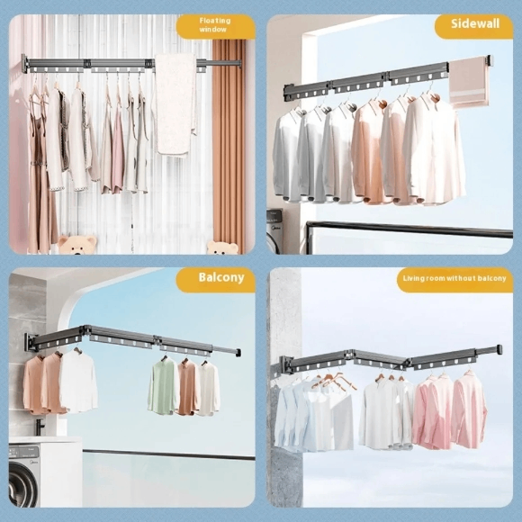 Aluminium Wall-Mounted Retractable Clothes Drying Rack