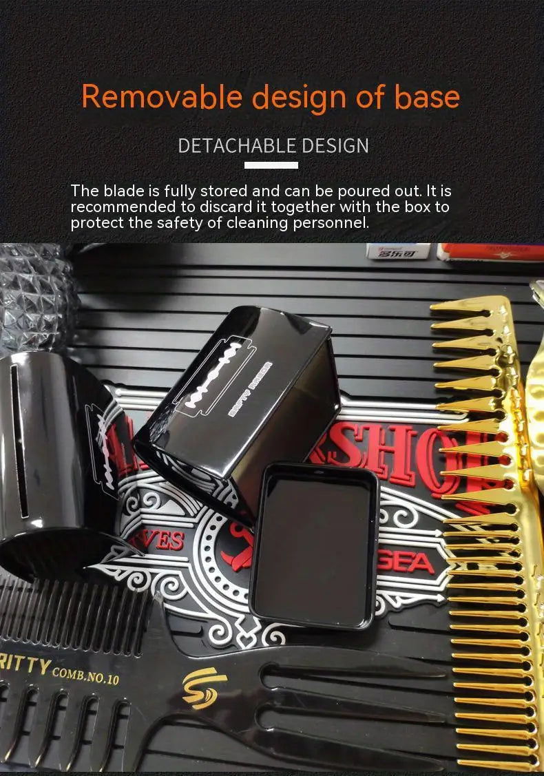Safety Razor Blade Disposal Case - Black Bench Storage