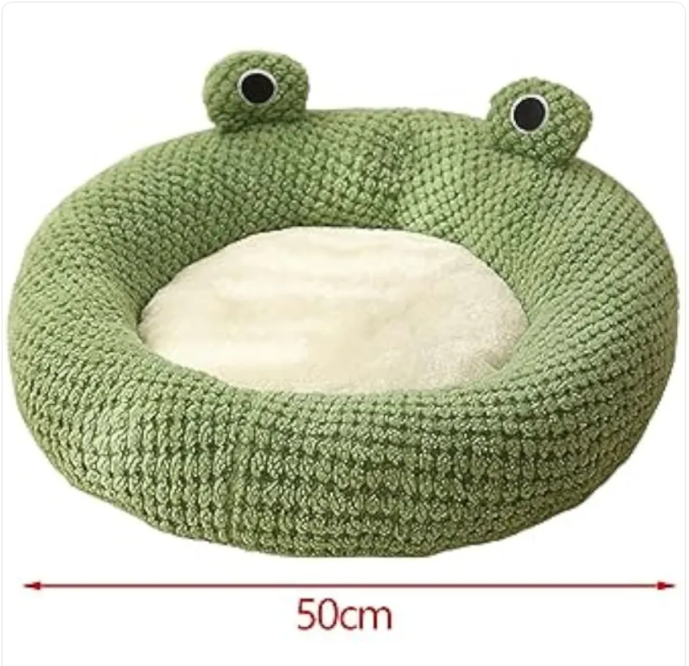 Frog Shaped Plush Pet Bed for Cats and Small Dogs