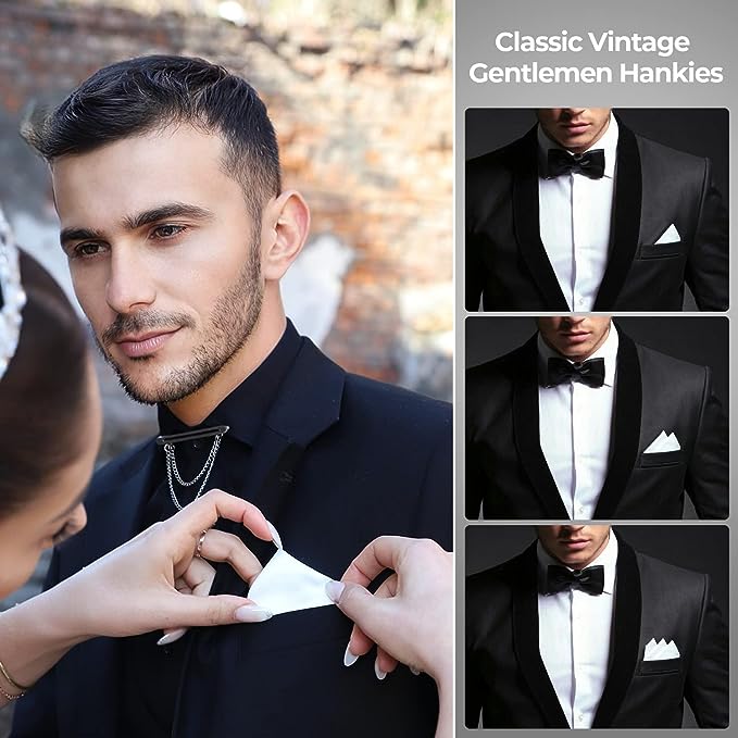 Ohuhu Men's Cotton, 100% Soft Cotton  Pocket Square for Men, White Hankies Pocket Square for Suit, 16''x16'' Pattan Australia