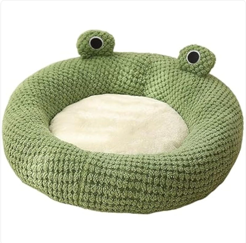 Frog Shaped Plush Pet Bed for Cats and Small Dogs