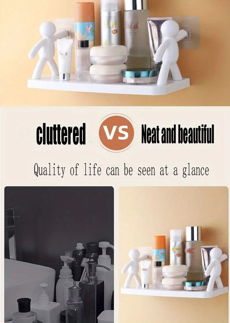 Punch-Free Multifunctional Floating Shelf for Storage