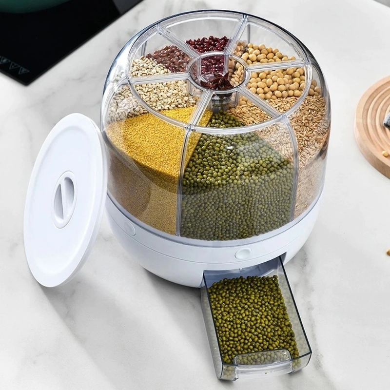 Large 360° Rotating Food Storage Container for Kitchen