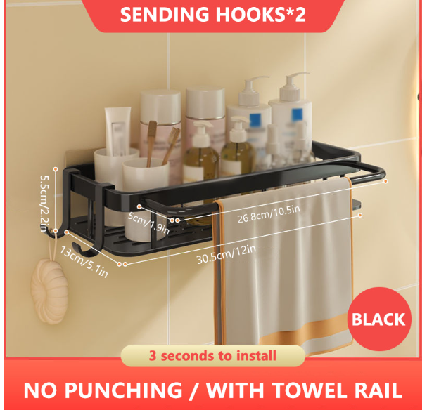 Modern Bathroom Shelf with Metal Shower Caddy