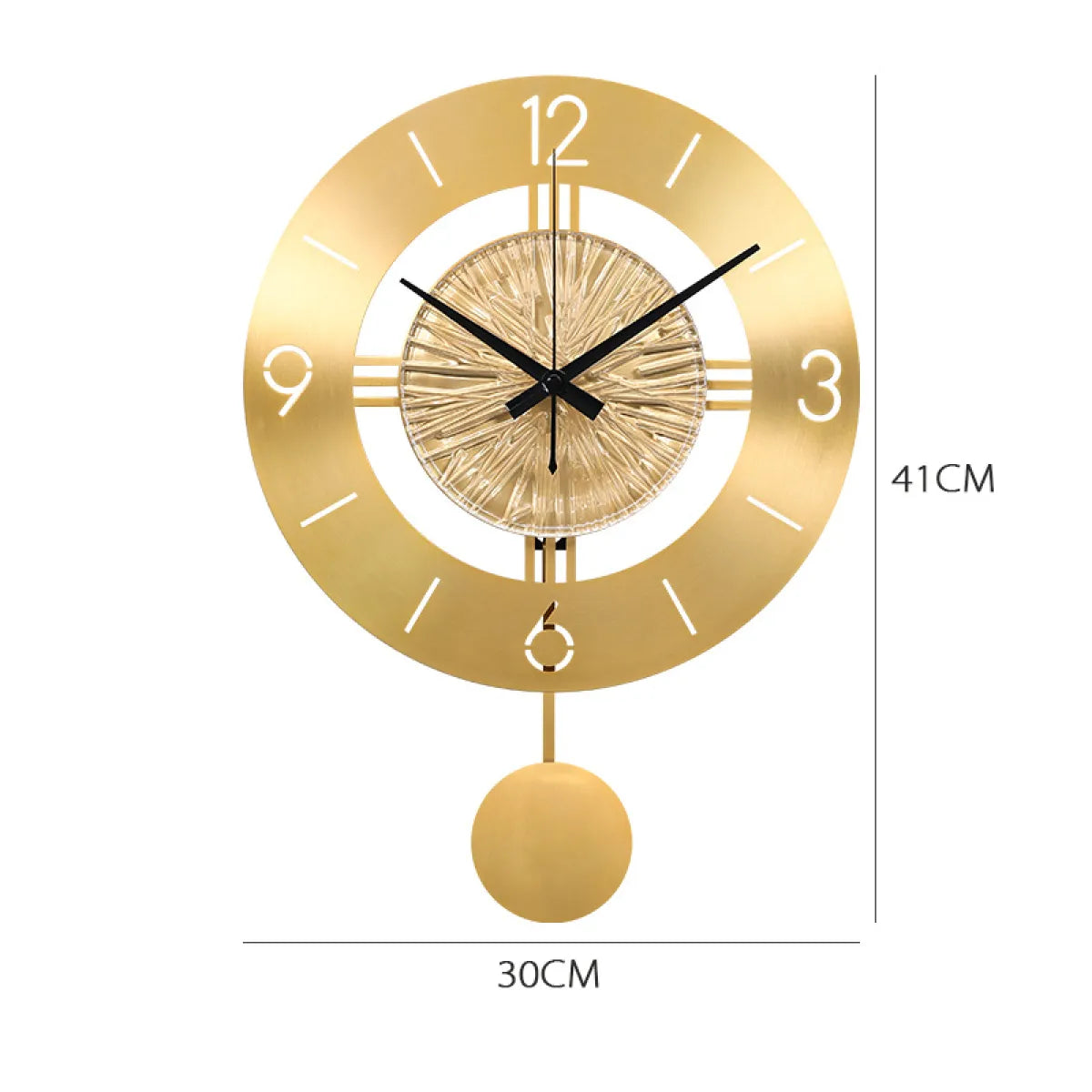 Metal Wall Clock with Elegant Pendulum