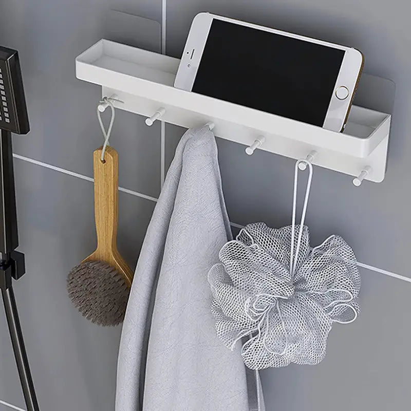 Wall Mount Key Holder with Shelf and 6 Hooks