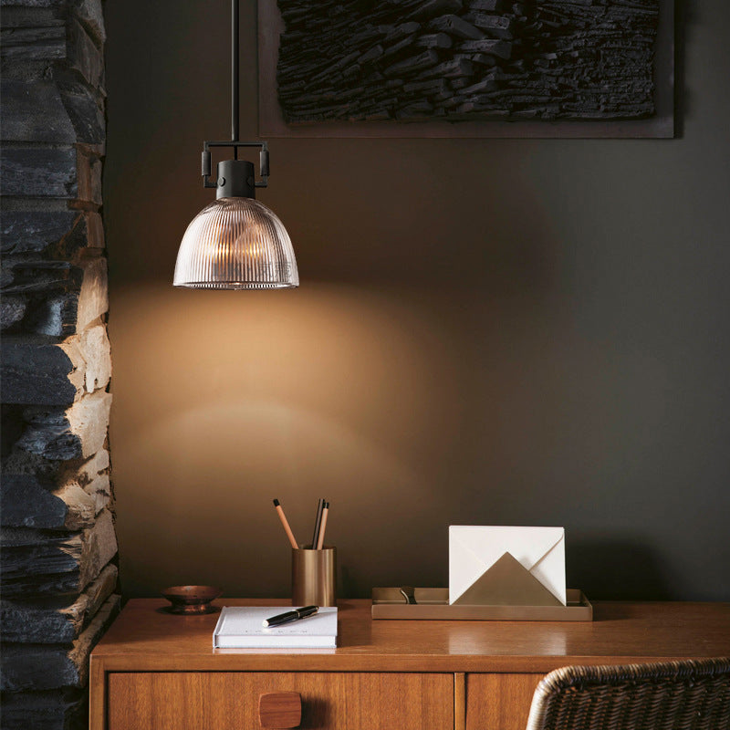 Vintage Copper Dome Pendant Light - Glass Shade Dining and Bar Light