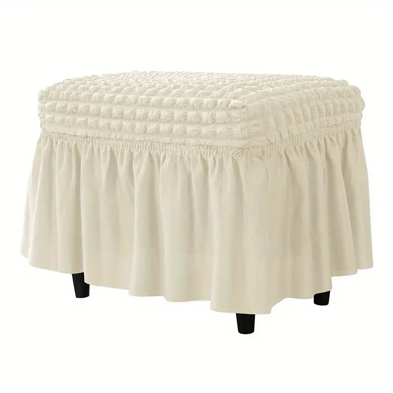 Rectangular Stretch Ottoman Cover with Skirt for Furniture