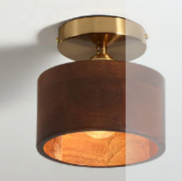 Flush Mount Walnut Wood LED Ceiling Light