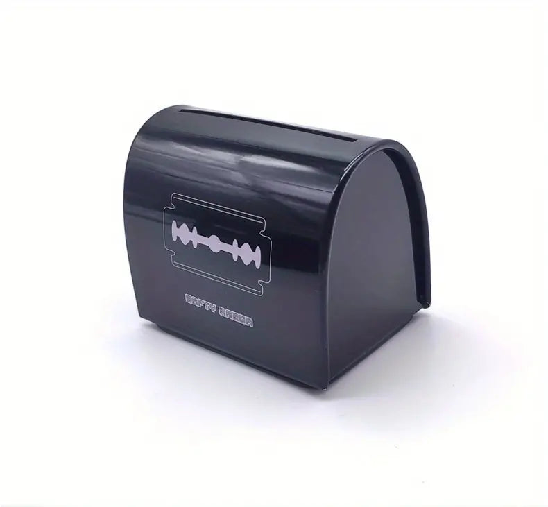Safety Razor Blade Disposal Case - Black Bench Storage