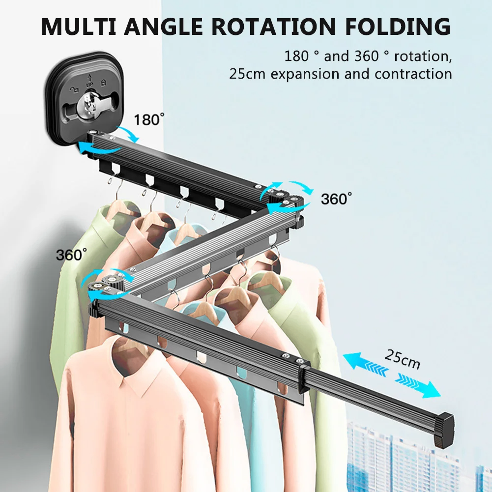 Aluminium Wall-Mounted Retractable Clothes Drying Rack