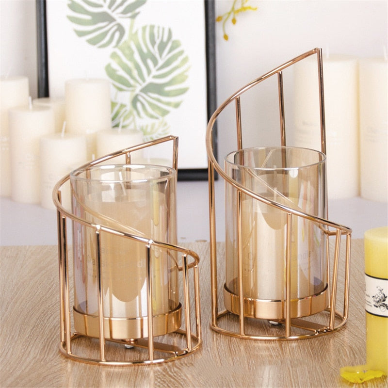Nordic Geometric Gold Candle Holder