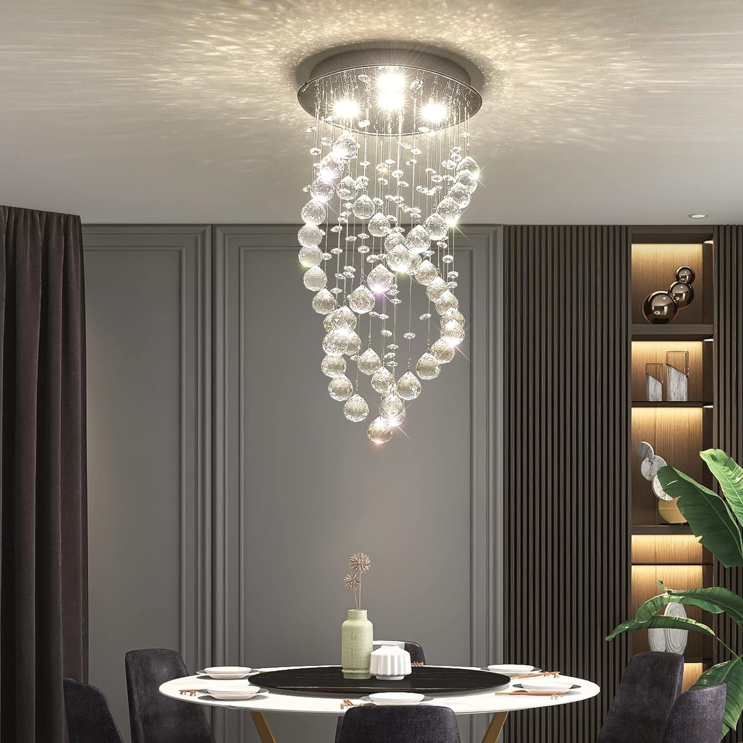 Luxurious Mini Modern K9 Crystal Chandelier with 4 Leds, Mount Crystal Chandelier Light Fixture for Dining Room, Bedroom, Hallway and Kitchen