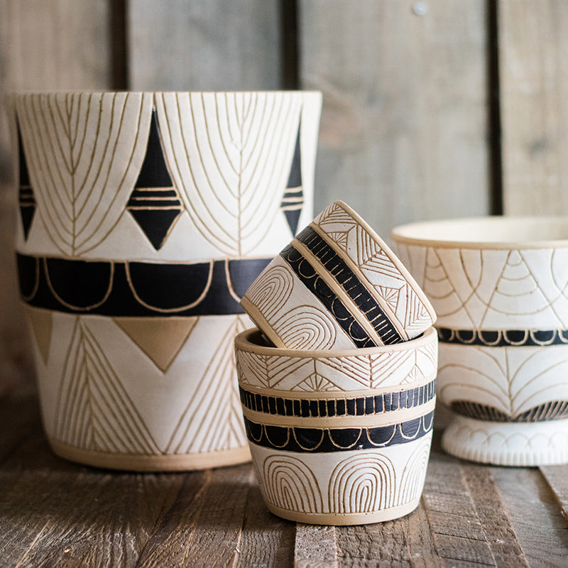 Egyptian Pattern Tall Flower Pot for Garden Decor