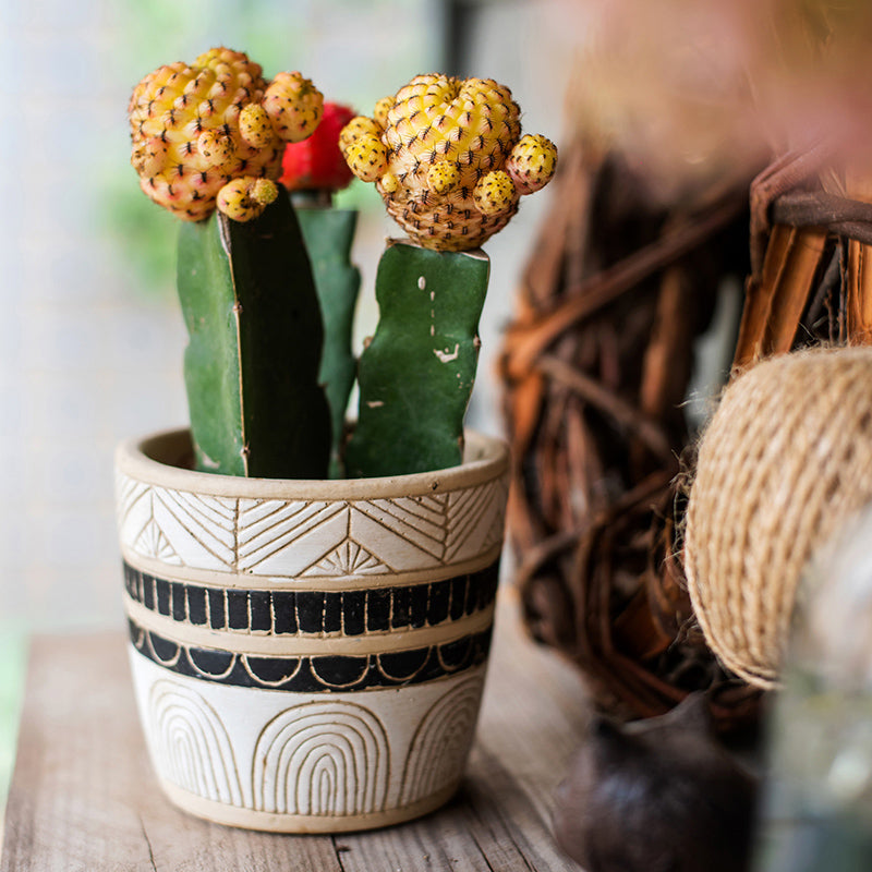 Egyptian Pattern Tall Flower Pot for Garden Decor