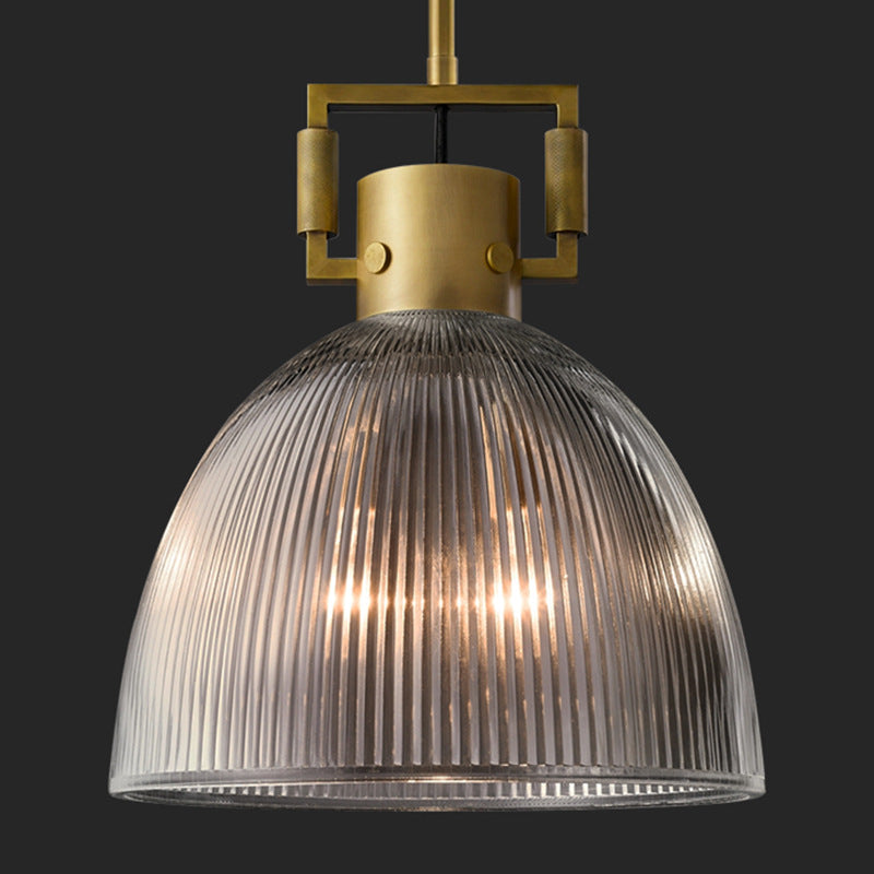 Vintage Copper Dome Pendant Light - Glass Shade Dining and Bar Light
