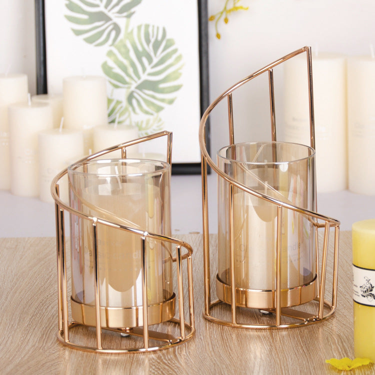 Nordic Geometric Gold Candle Holder